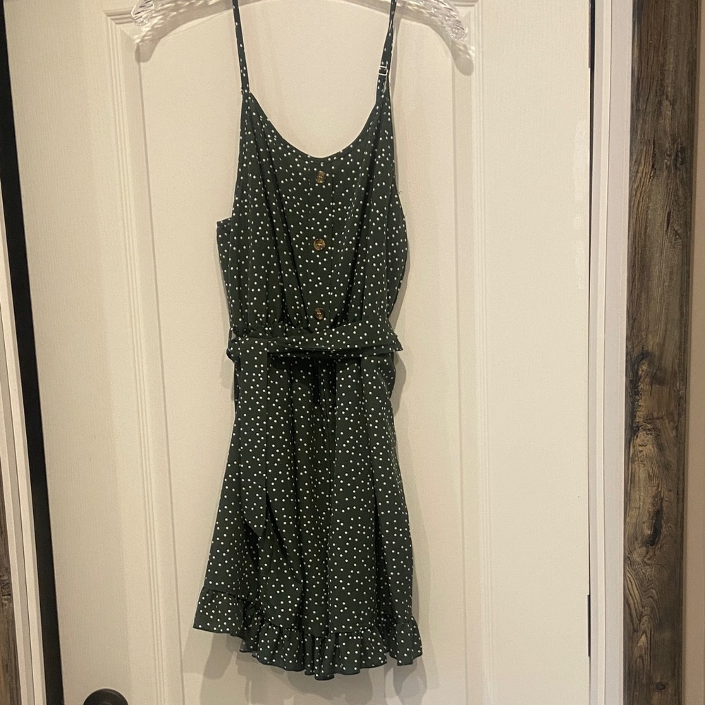 Green Polka Dot shorts romper with Spaghetti Straps